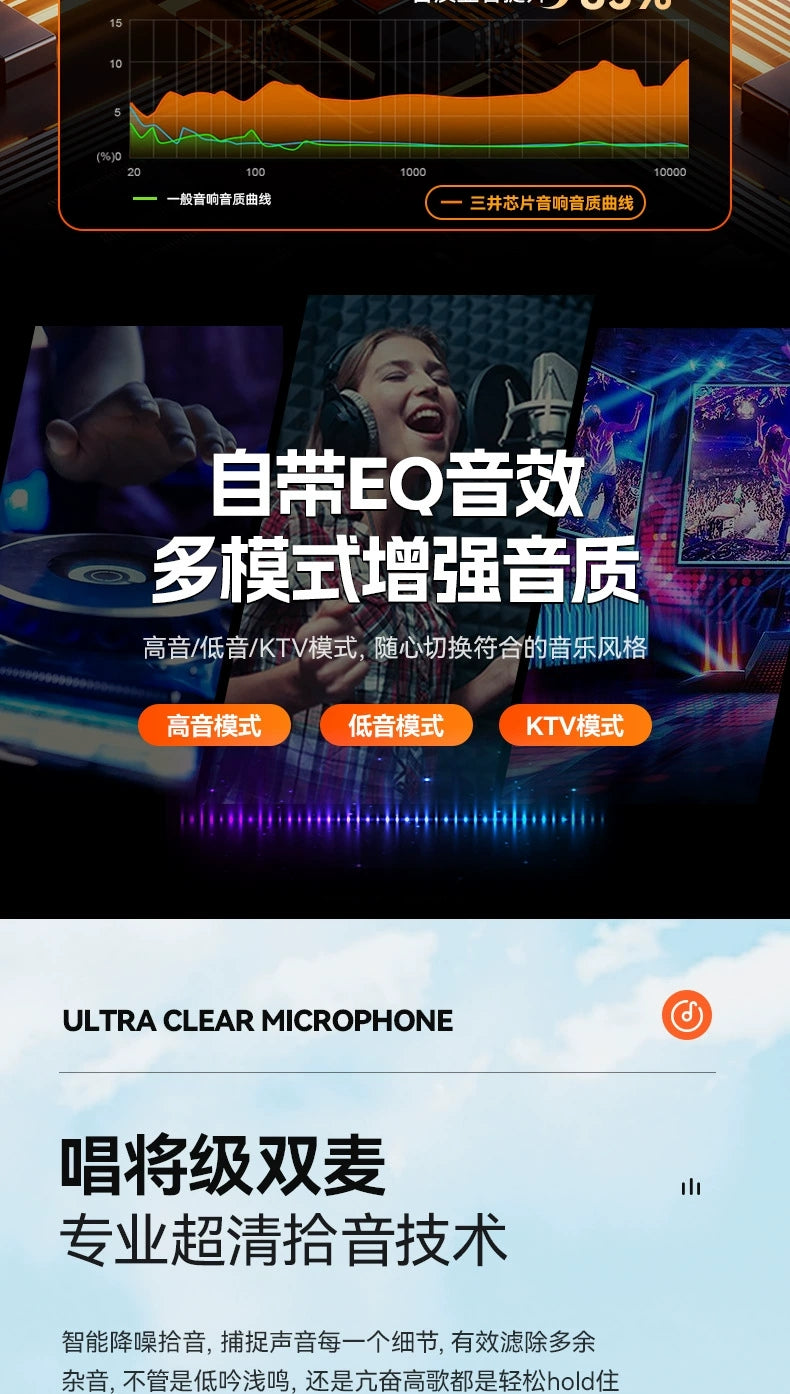 DTS-Audio Karaoke portable Bluetooth Speaker