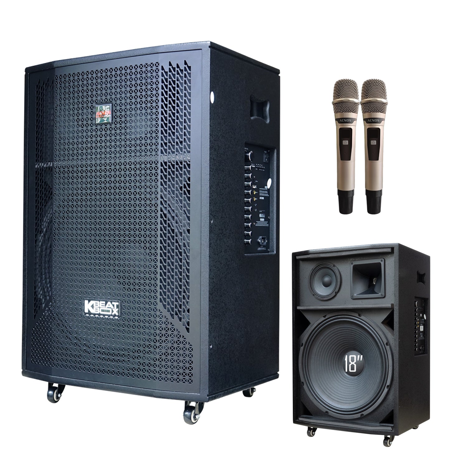 KBEATBOX CB-51NEO – 18" Big Box Karaoke Speaker System | 250W RMS | Wireless Mics