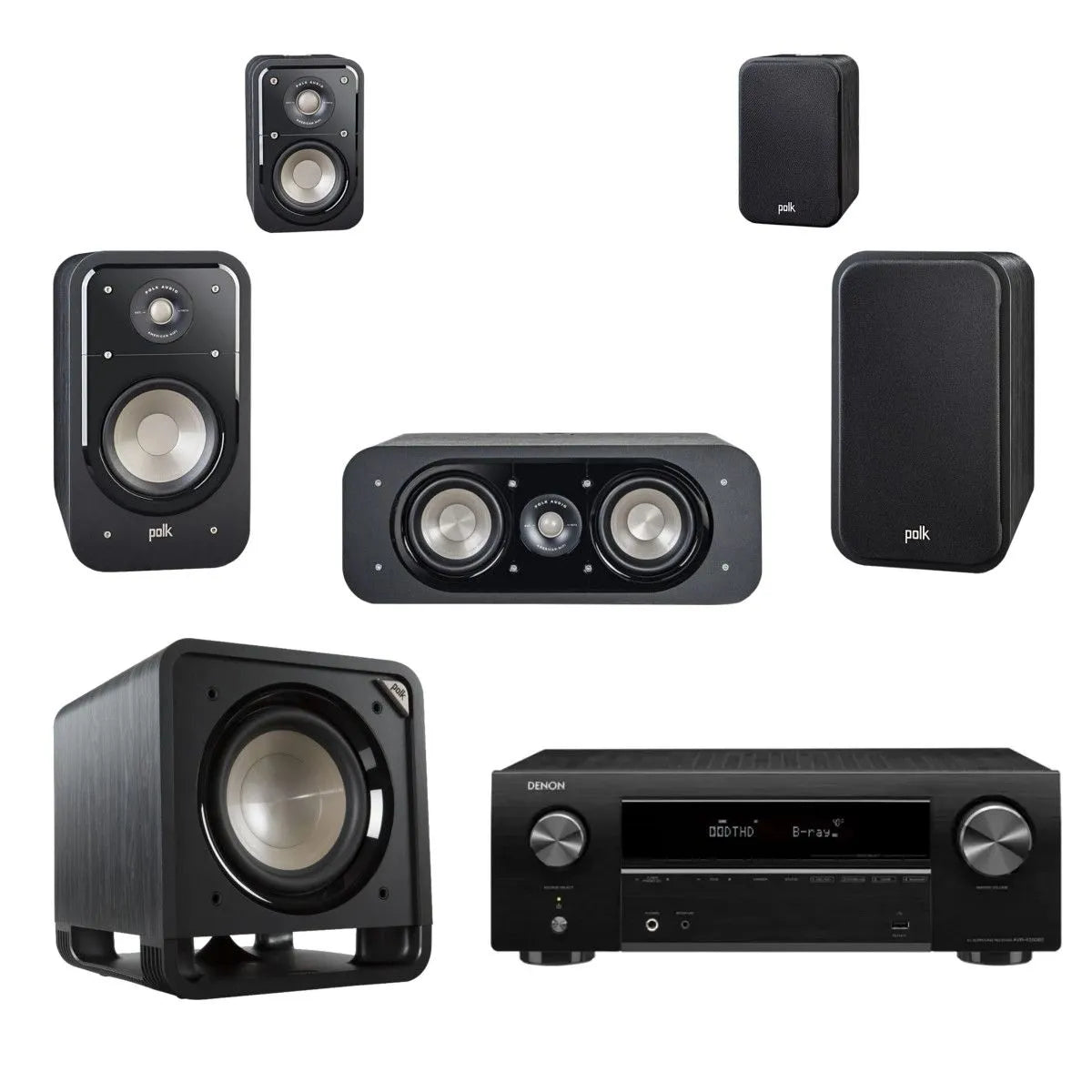 Polk + Denon 5.1 Amp & Bookshelf Speaker Package