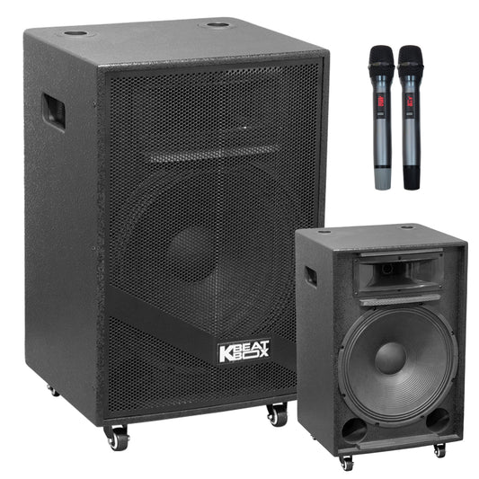 KBEATBOX KB-39NEO - 15" Big Box Karaoke Speaker System | 80W RMS | Wireless Mics