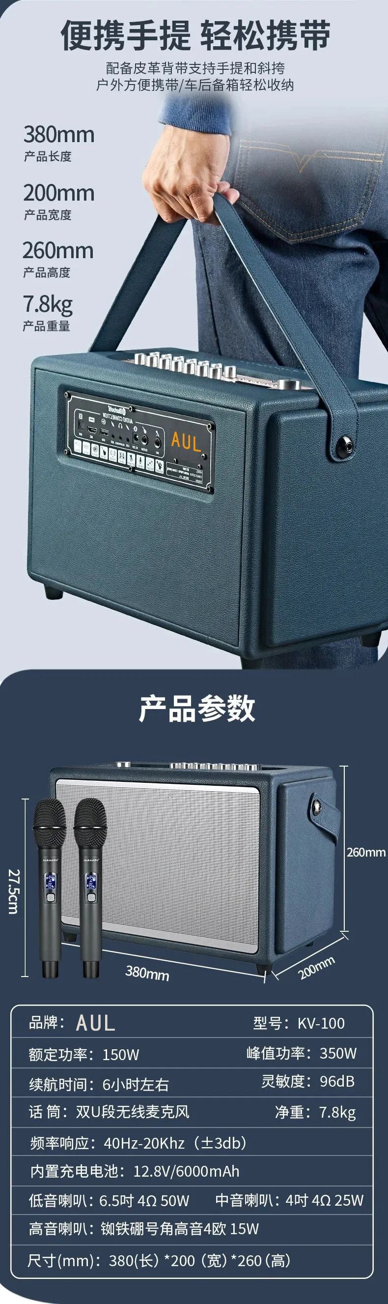 AUL BT Bluetooth Karaoke Speaker