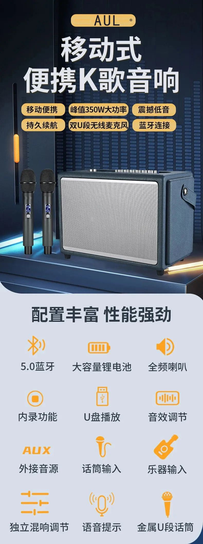 AUL BT Bluetooth Karaoke Speaker