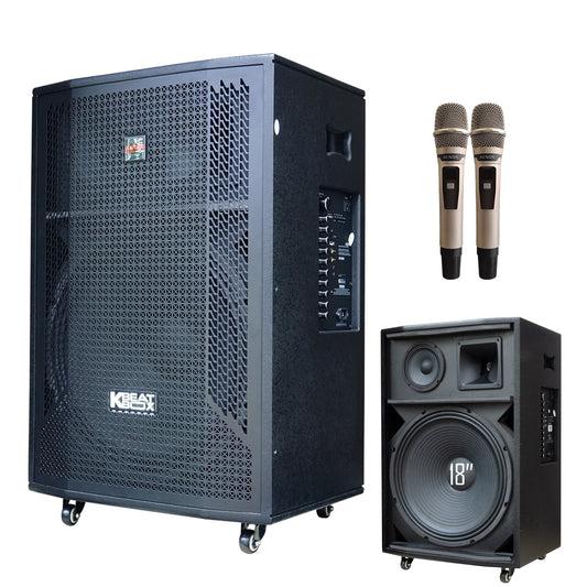 KBEATBOX CB-51NEO – 18" Big Box Karaoke Speaker System | 250W RMS | Wireless Mics